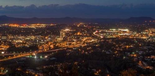 Roanoke region at night