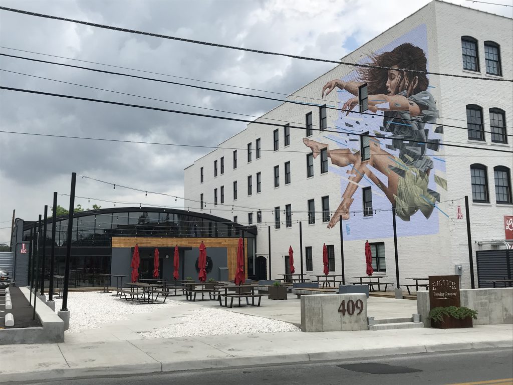 Exterior shot of Big Lick Brewing in downtown Roanoke