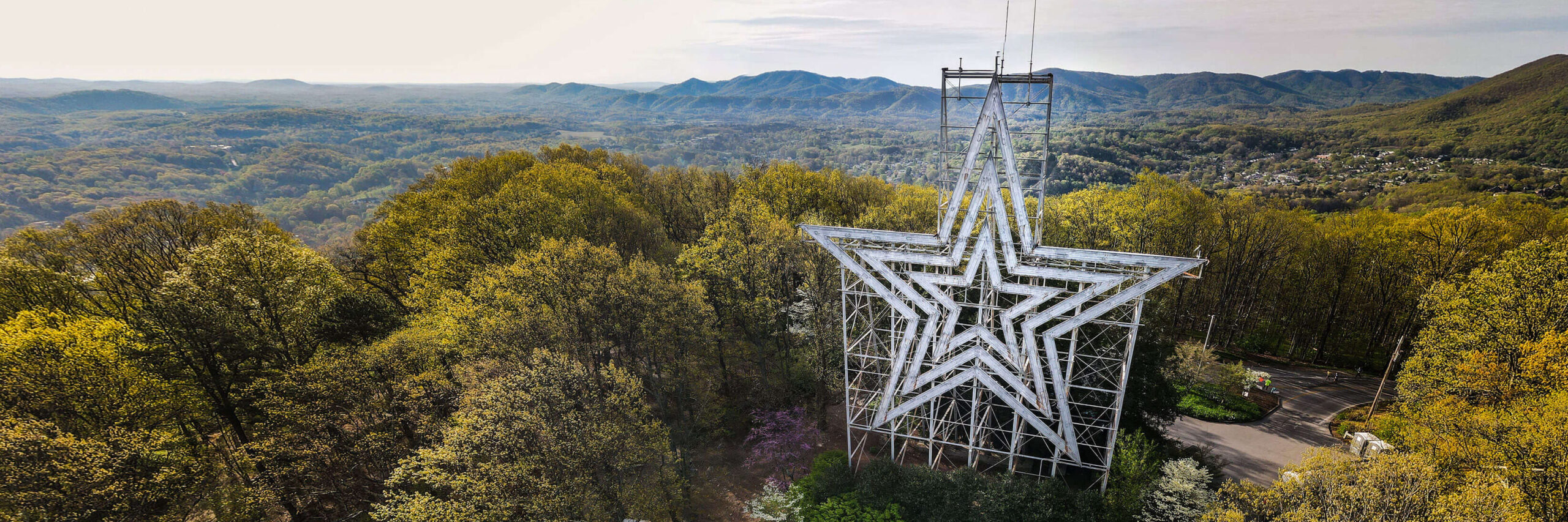 aerial shot of mill mountain star