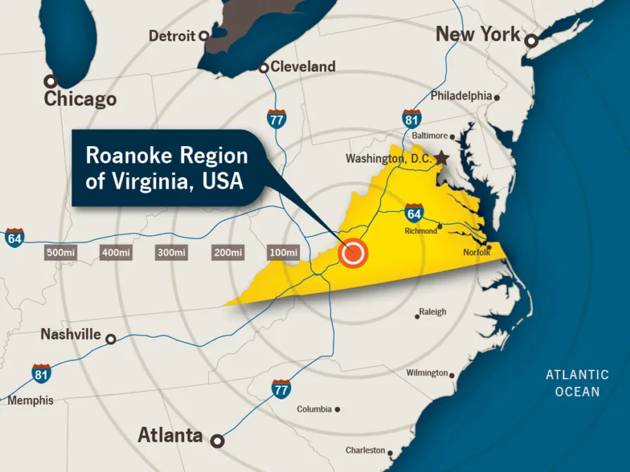 illustration of roanoke region map