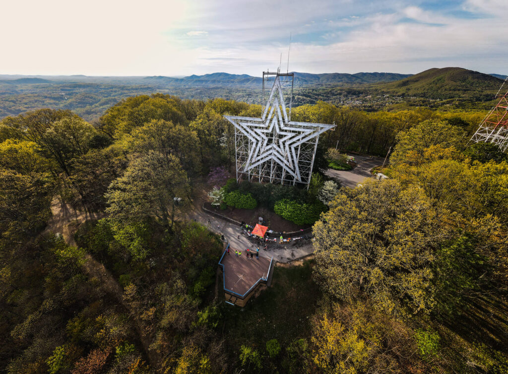 Aerial Shot of Mill Mountain Star