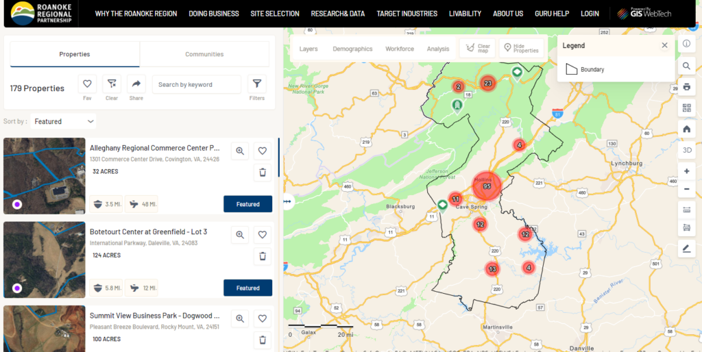 Screen grab of new real estate tool, Guru Web GIS