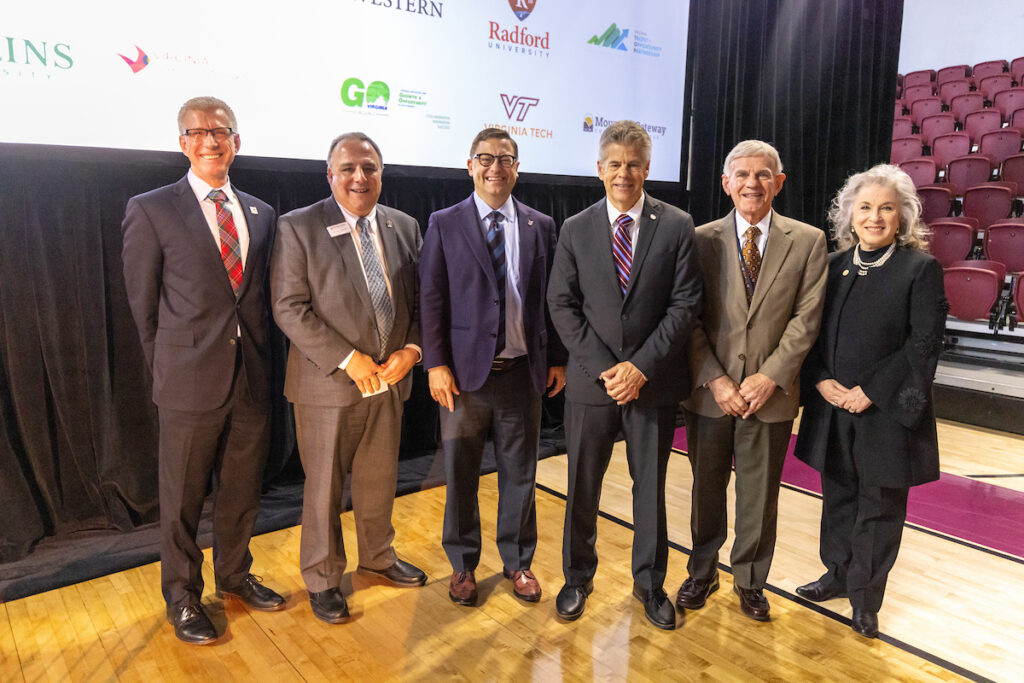 College and university presidents from the Roanoke Region pose for the camera.