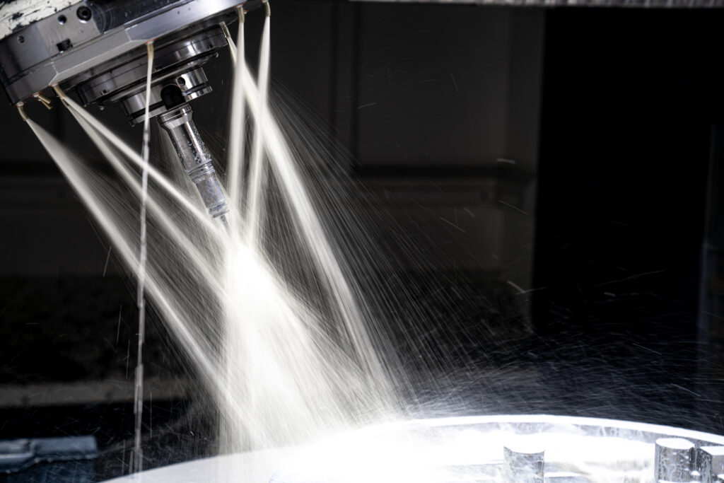 Image of coolant shooting out of a contraption at QualiChem in Salem, Virginia.
